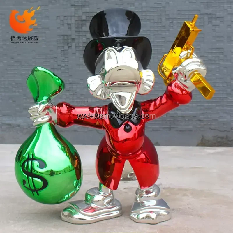Wmwmnu Factory Custom Cartoon Duck Resin Electroplated Fiberglass Sculpture Colorful Artistic Animal Statue Indoor High-end