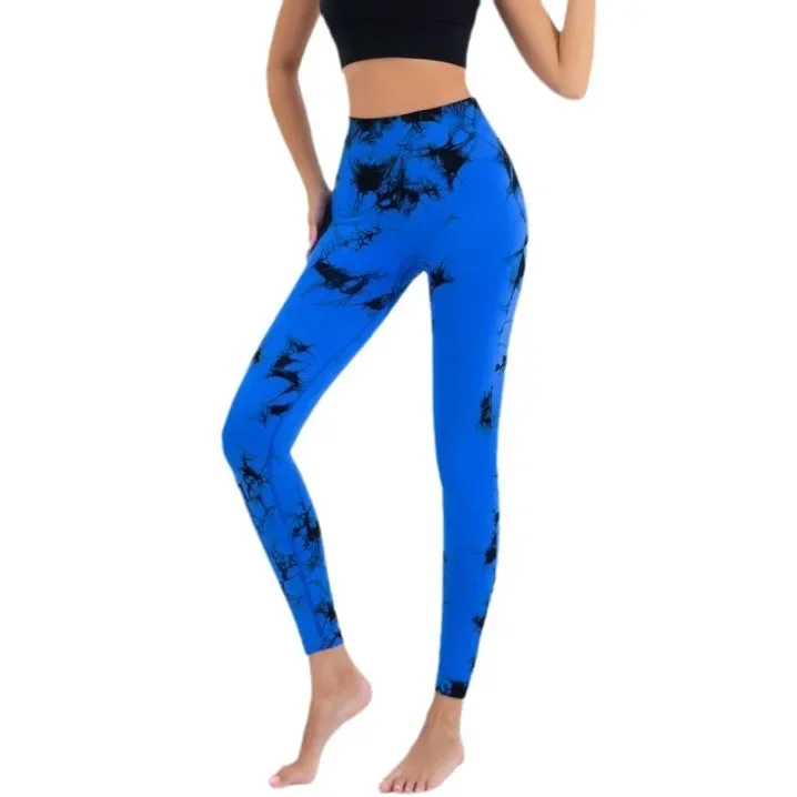 Leggings da palestra Tiedye da donna senza cuciture Mujer Push Up Booty Pantaloni Scrunch Sport Fitness Vita alta Allenamento Leggins da yoga Drop Ship