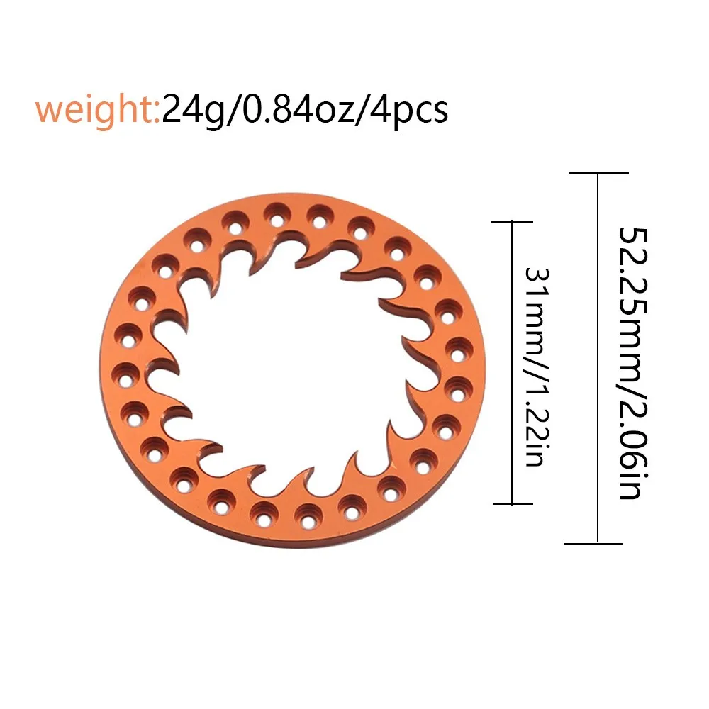 4PCS Aluminum Alloy 1.9 Inch Beadlock Wheel Outer Ring for 1/10 RC Crawler Axial SCX10 TRX4 TRX6 D90 CC01 1.9 Wheels Hub