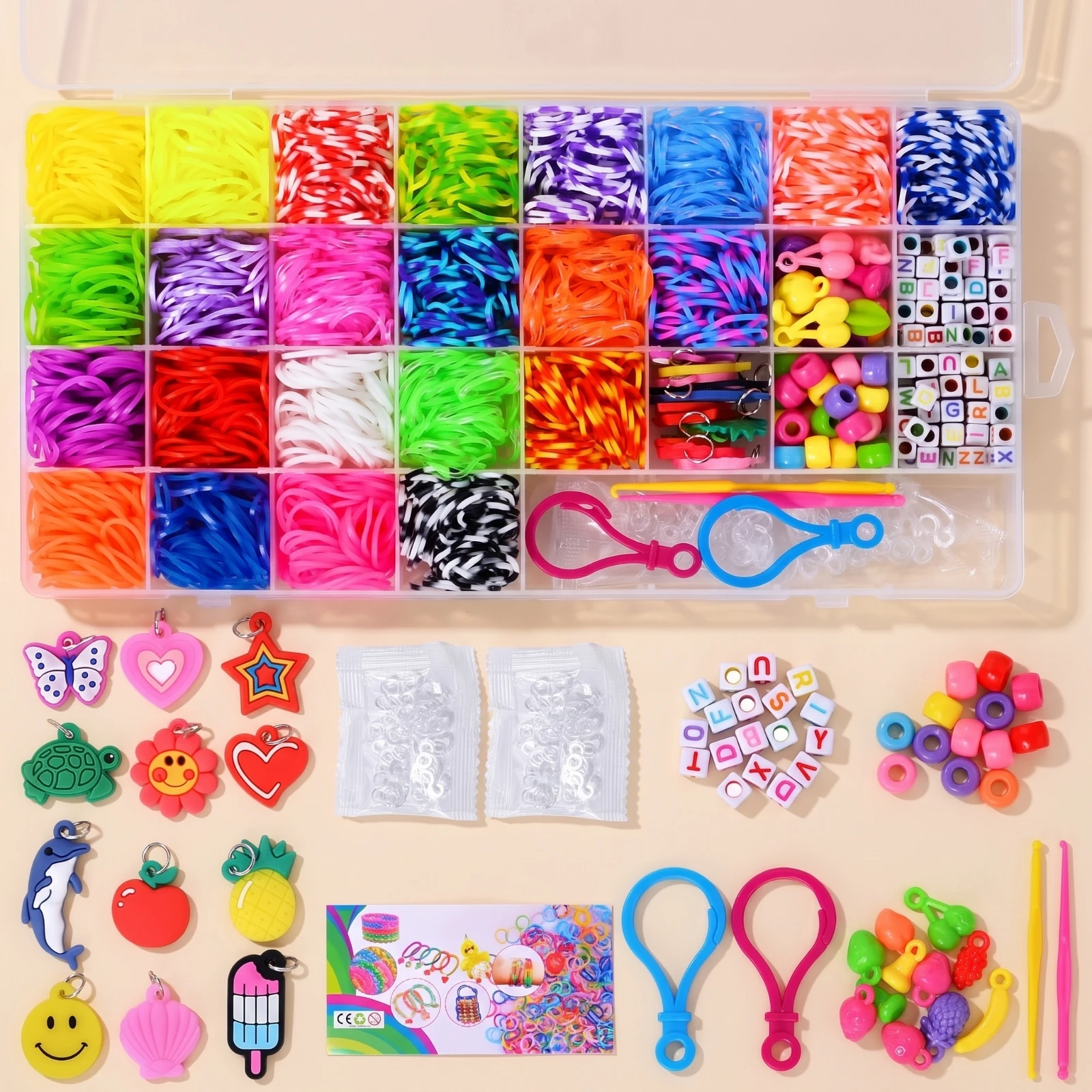 Rubber Band Bracelet Kit Complete Bracelet Making Kit with Loom Toy Beginner-Friendly Elastic for Children, Home, Classroom