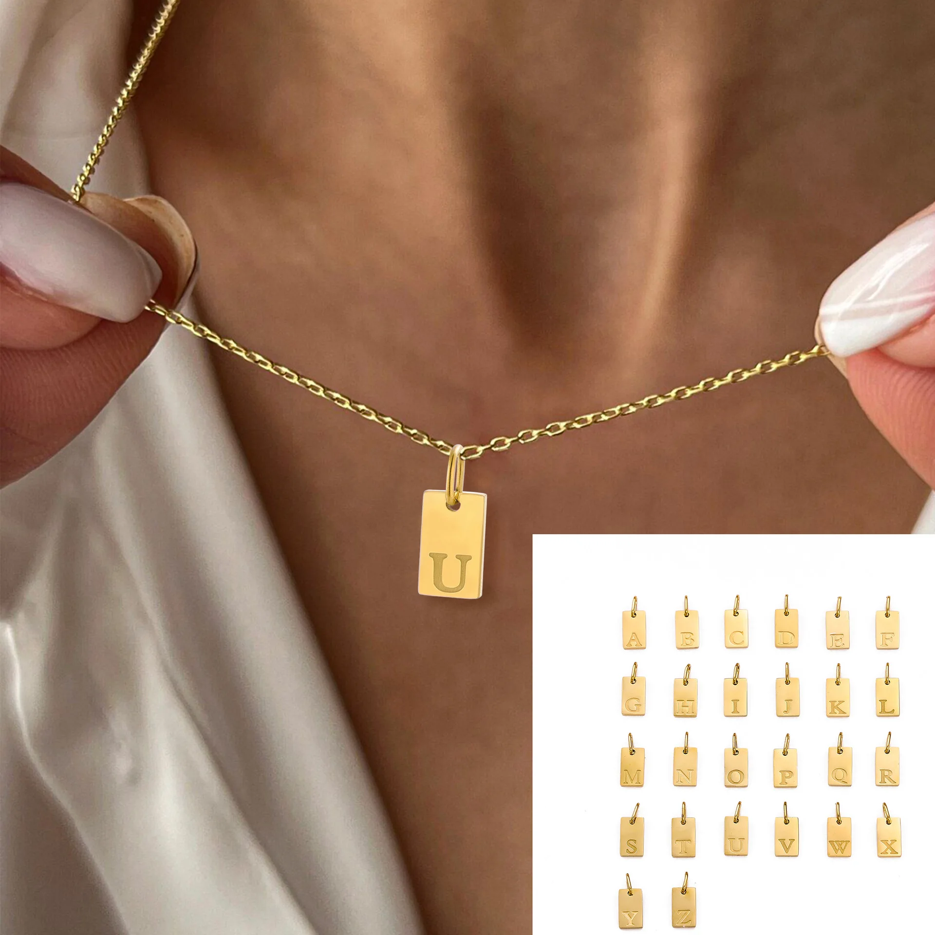 26 Letter Charms Set 9 Styles Initial A-Z Alphabet Letter Gold Plated Stainless Steel Pendants for DIY Bracelet Necklace Jewelry