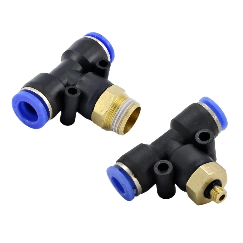 50/100/500/1000 Pcs PB Threaded Positive Three-way Pneumatic Joint PB4/PB6/PB8/PB10/PB12 Male Thread Plastic Pneumatic Connector