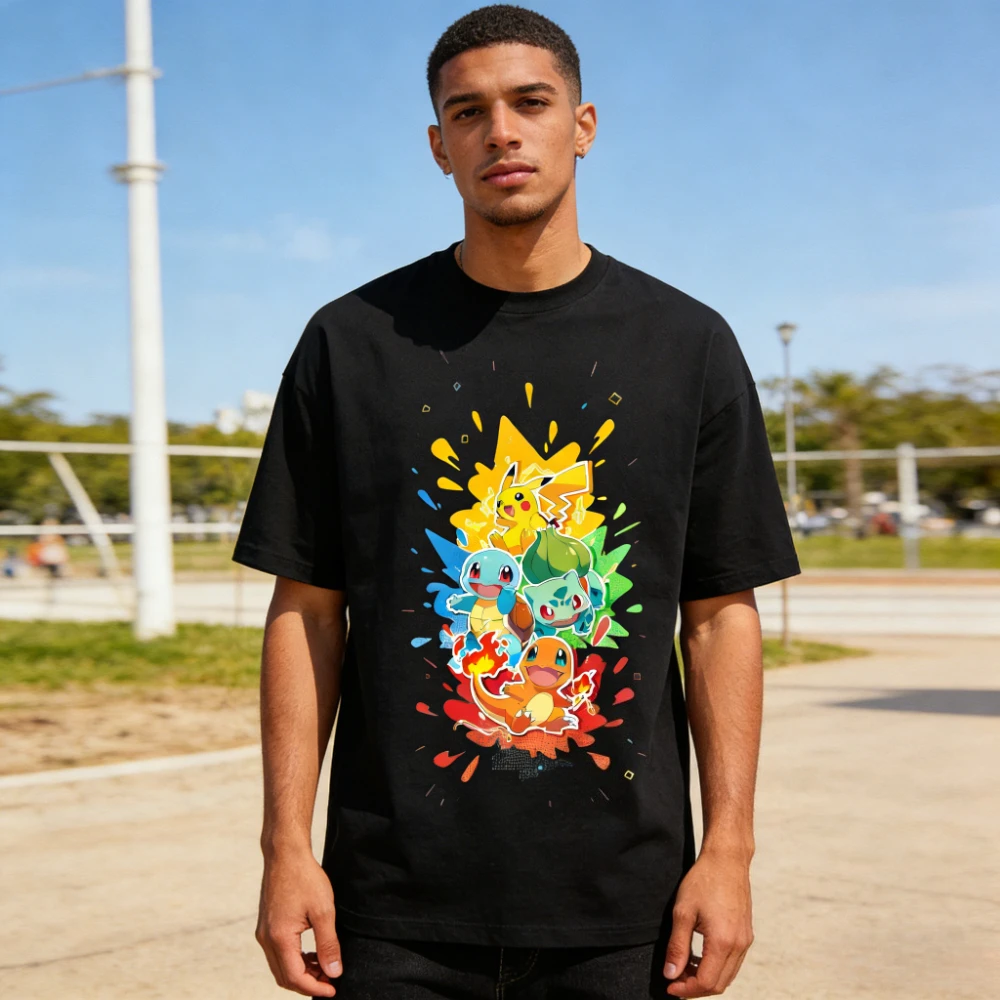 2026 Pokemon T-shirt Pure Cotton Casual T-shirt Round Neck T-shirt Short Sleeve Clothing Summer Sports Casual Short Sleeve Top