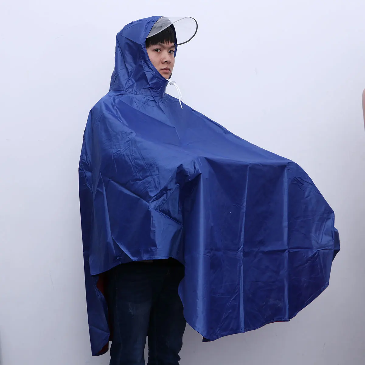 

Bicycle Raincoat Unisex Waterproof With Reinforced Snap Drawstring Hood Windproof Brim For Riding Camping Emergency Rain