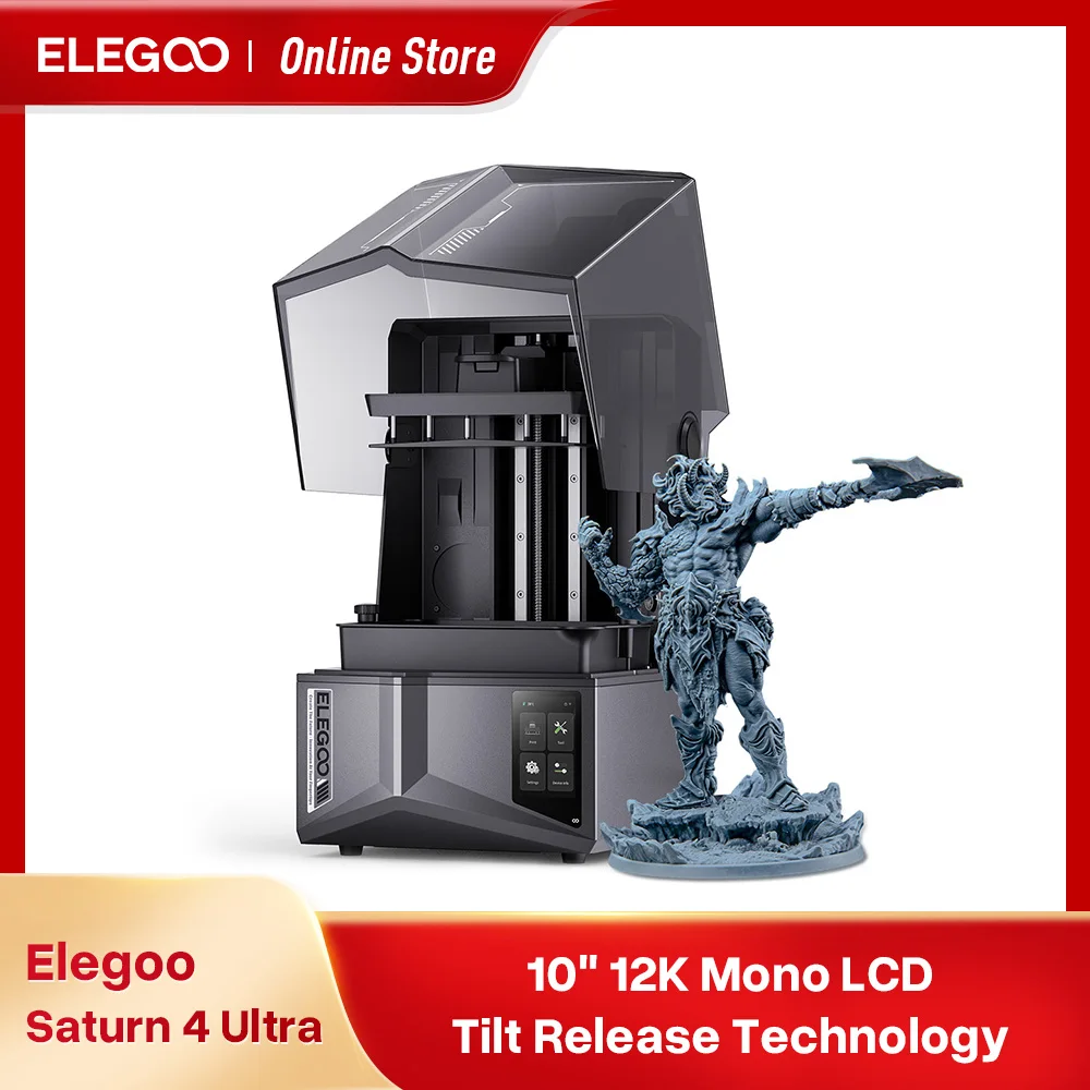 ELEGOO SATURN 4 ULTRA 12K Resin 3D Printer with Automatic Leveling, AI Print Monitoring, High Speed Printing Size 218x122x220mm