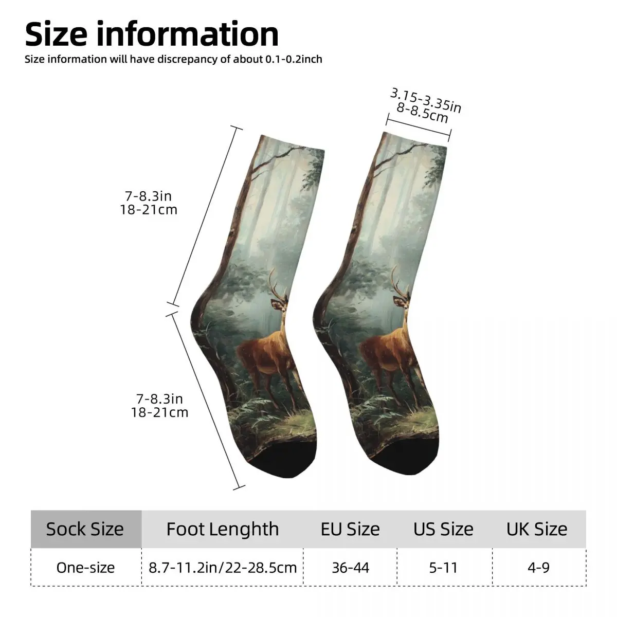Vintage Forest Deer Realistic Socks Harajuku Super Soft Stockings All Season Long Socks for Man Woman Valentine's Day Gifts