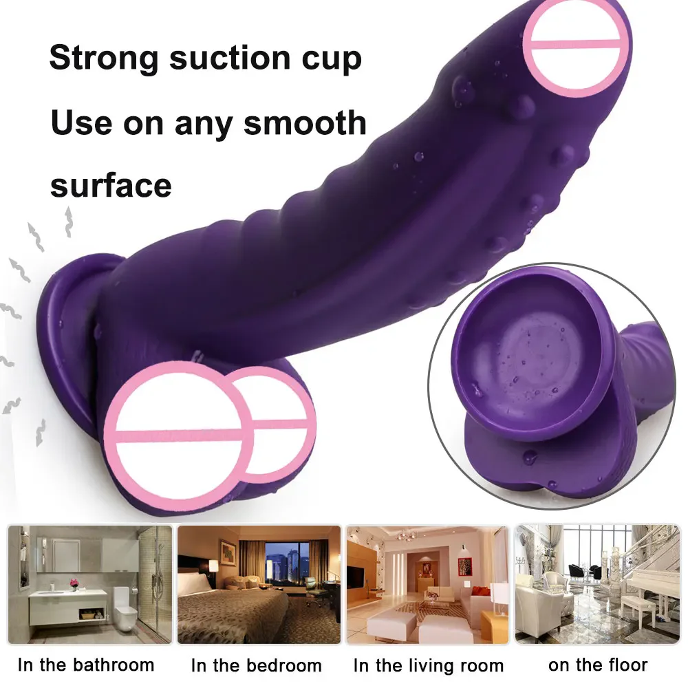 7inch Purple Color Realistic Silicone Dildo Simulated Fake Penis Soft Butt Anal Plug Female Vagina Stimulator Sexy Tool Sex Toys