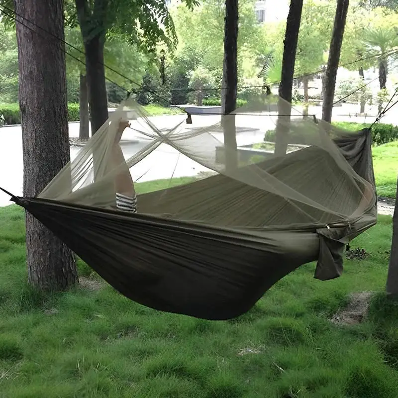 

1-2 Person Hammock Outdoor Camping Hammock with Mosquito Net High Strength Parachute Swing Bed for Outdoor Hammock for Camping