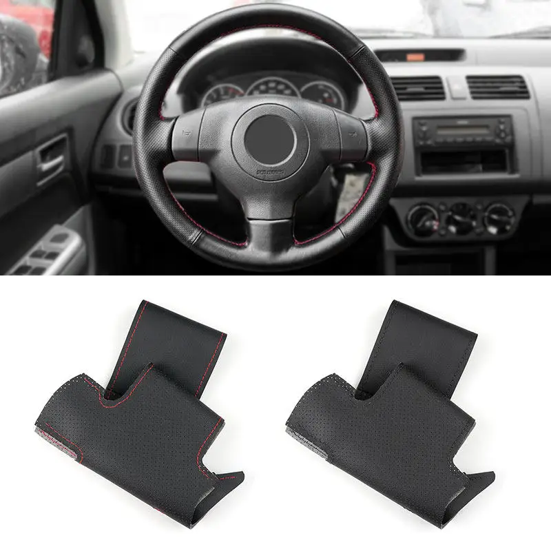 Hand Braid For Suzuki Alto 2009-2015 Splash 2007 Swift SX4 Opel Agila (2) 2008-2014 Car Steering Wheel Microfiber Leather Cover