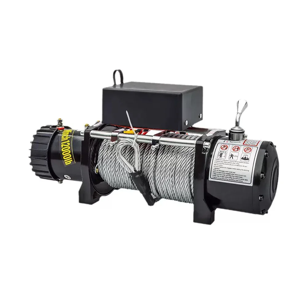 12V Electric Winch 12000lbs Boat Anchor With Metal Construction And Wire Rope Sling For Lifting Goods