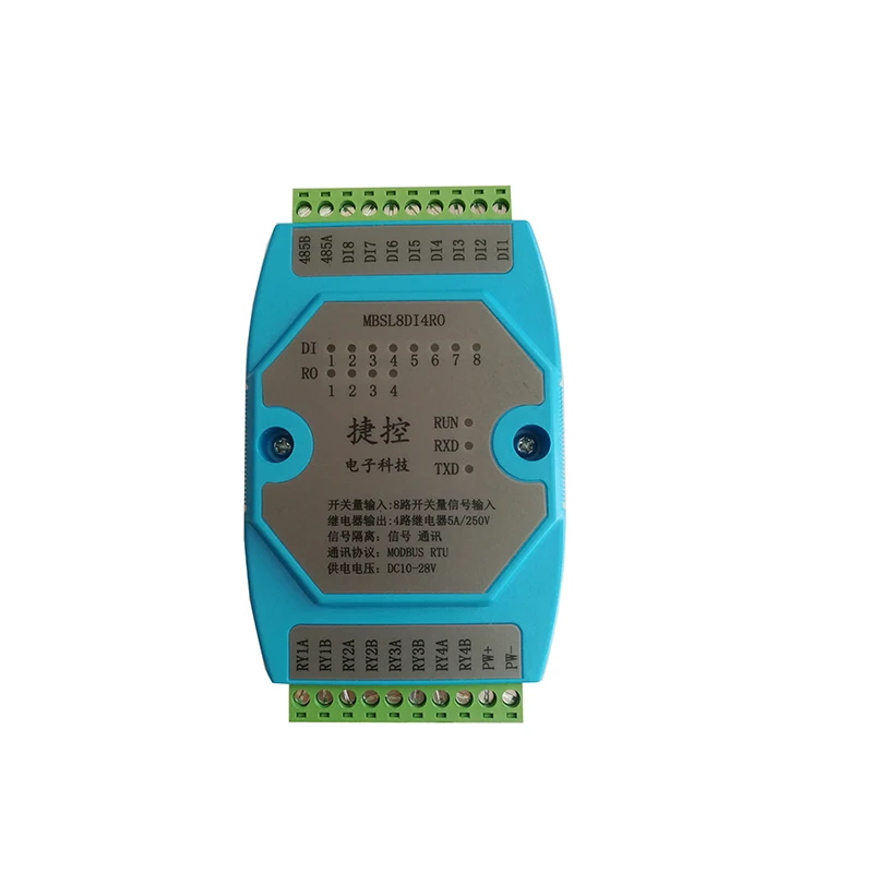 MBSL8DI4RO digital input/output remote io acquisition module modbus RTU communication RS485 isolated module plc