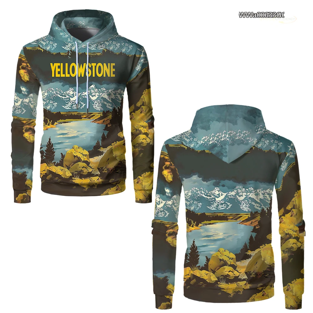 

Yellowstone National Park Scenery High Quality Hoodies 3D Printed Mountaineering Style Sweatshirts Fashion Hip-Hop Casual Tops