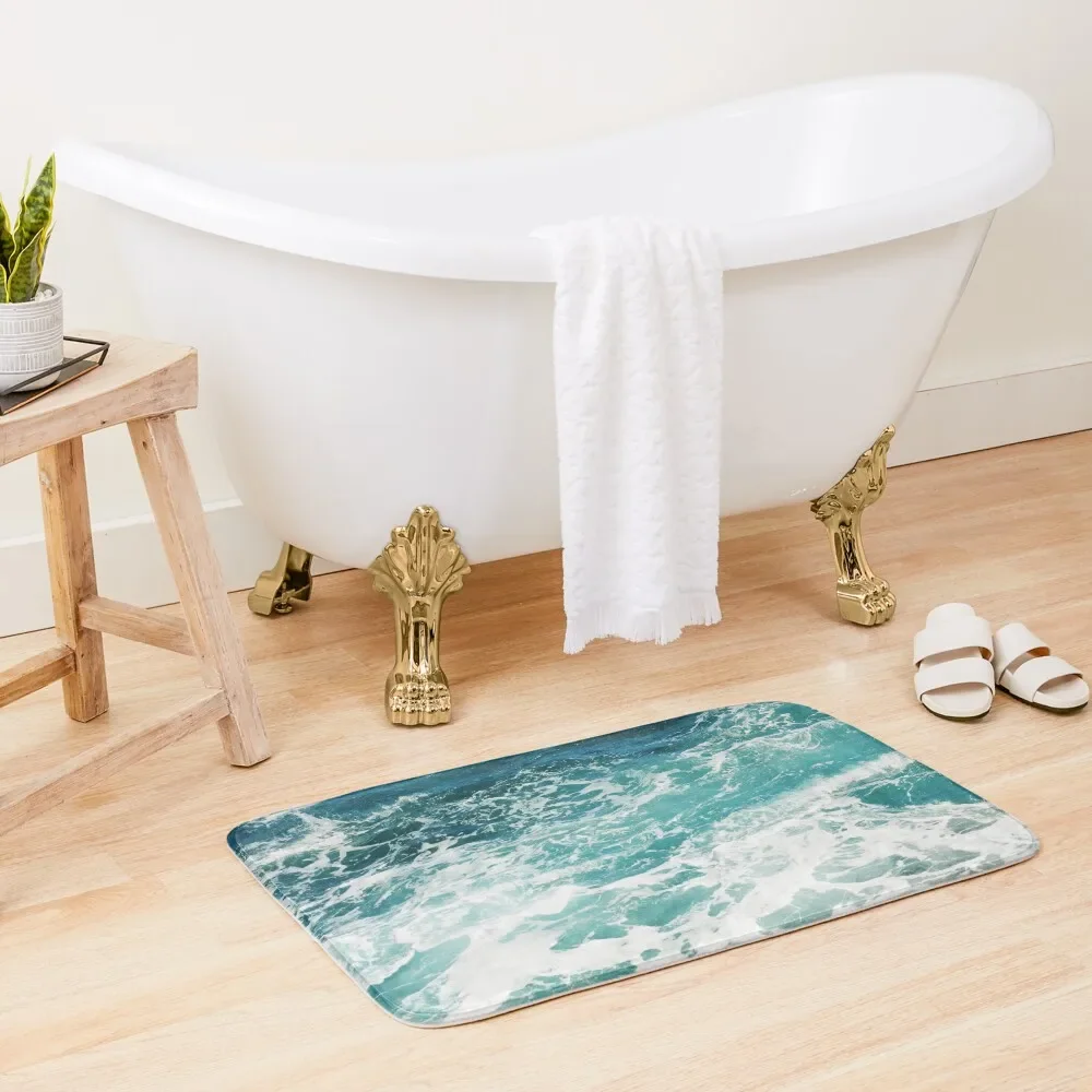 

Blue Ocean Waves Bath Mat Front Door Carpet Anti Slip Bathroom Kit Mat