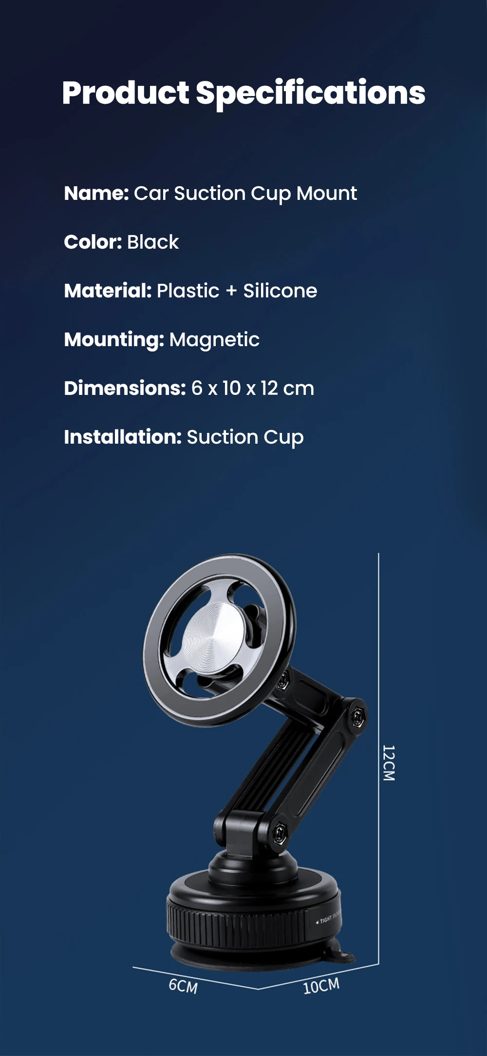 Magnetische Auto-Handyhalterung Universelle Vakuum-Saugnapfhalterung Faltbar 360° ° Drehbare Halterung für Armaturenbrett-Navigationssysteme, Auto-Zubehör – Detail 11