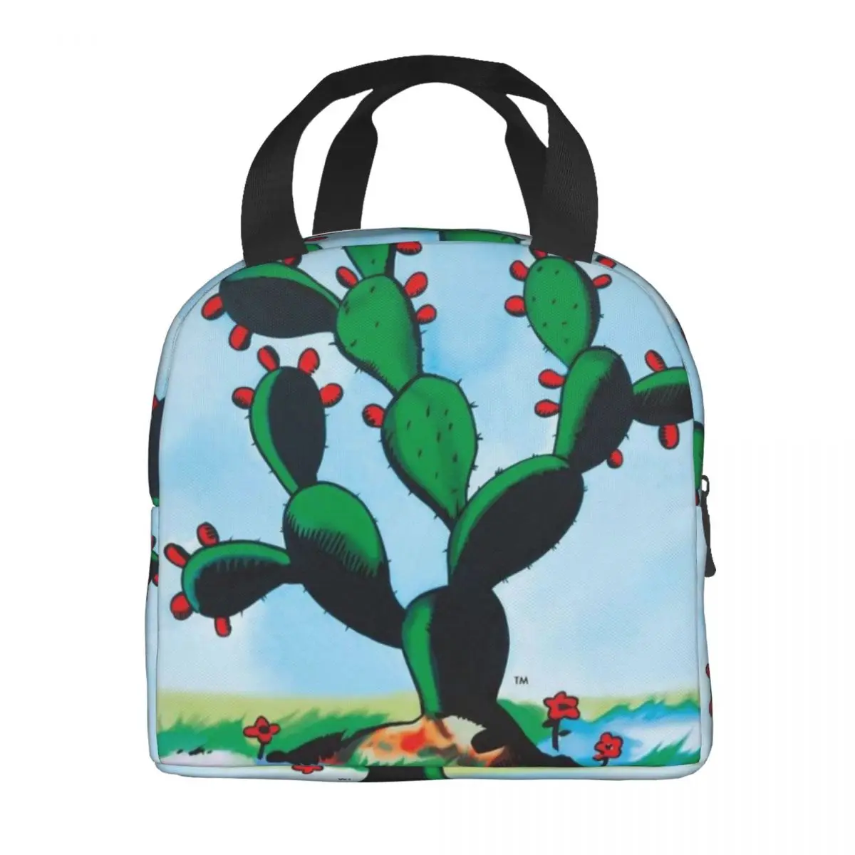 Custom El Nopal Cactus Loteria Card Mexican Bingo Lottery Portable Lunch Boxes Women Cooler Thermal Food Insulated Lunch Bag view 3