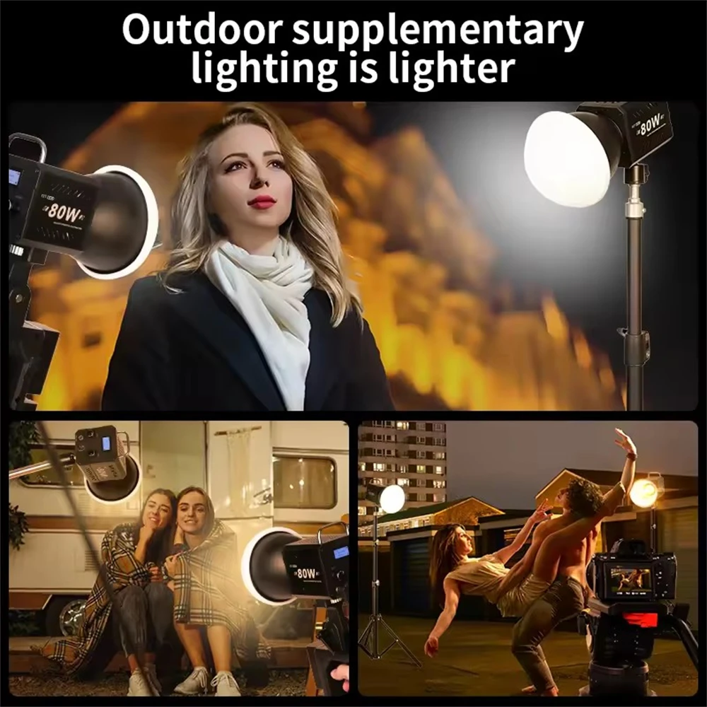 FANGTUOSI ZU80 Photo Studio Light COB Bi-Color 2500-8500K CRI≥95 TLCI≥97 With Diffuser LED Video Lights Fill Lighting