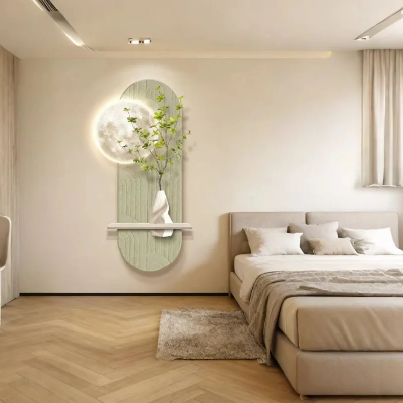 Extremely simple, modern, and high-end mural lights, facing the door and hanging paintings in the hallway