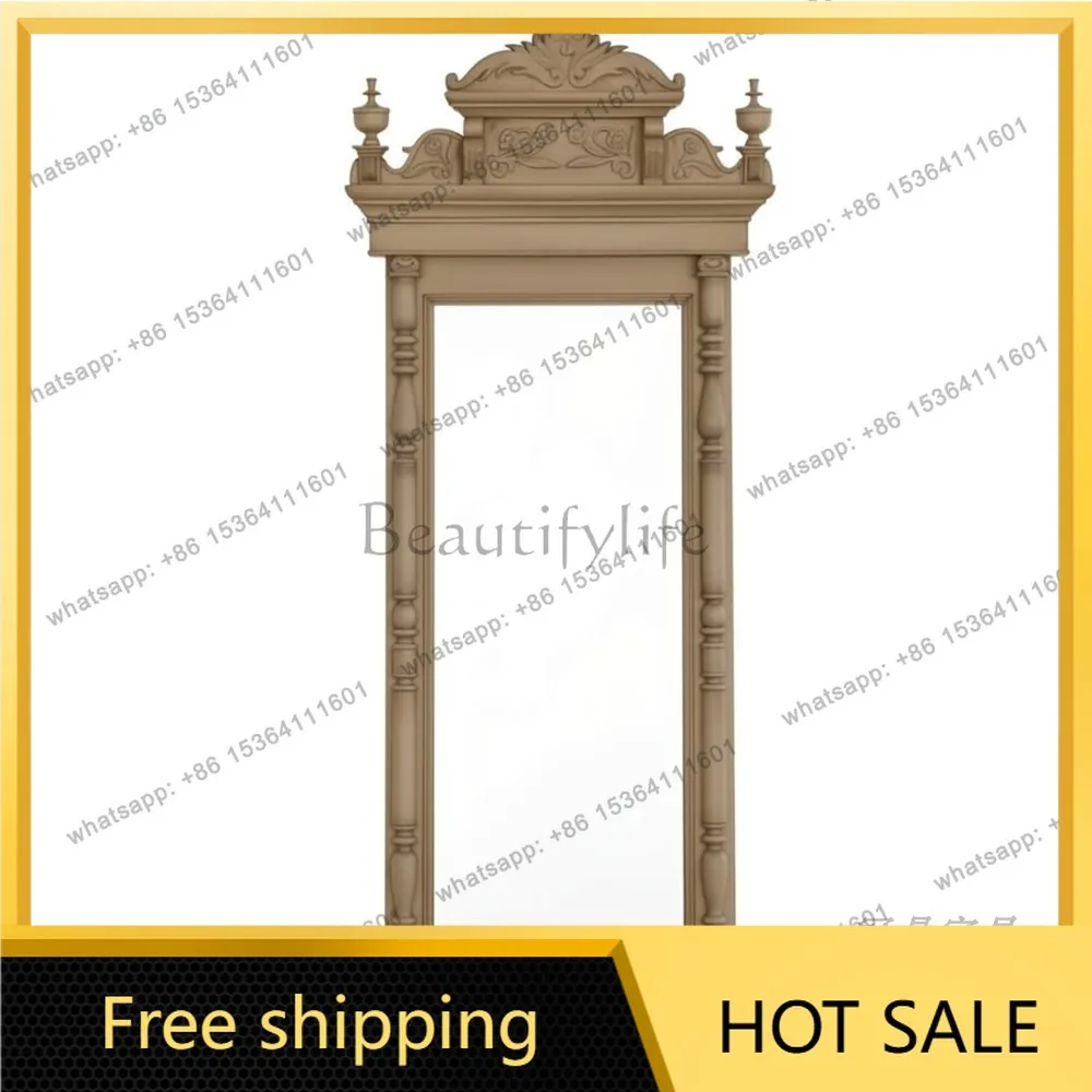 YJ French Retro Carved Irregular Full‑Length Mirror American Luxury Leaning Unit For Dressing Table Classical Home Wall Decor