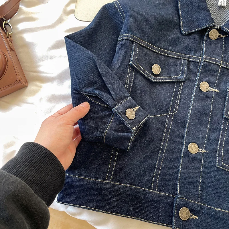 Boys Coat Jacket Cotton Outerwear Overcoat 2023 Blue Jean Spring Autumn Sport Teenagers Children\'s Warm Clothing