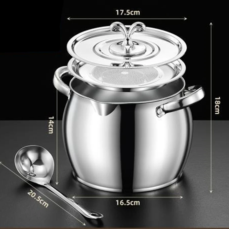 

Grease Container - 4L Stainless Steel Grease Storage,Oil Container , Cooking Up Fat Catcher for Cooking Frying Kitchen Retail