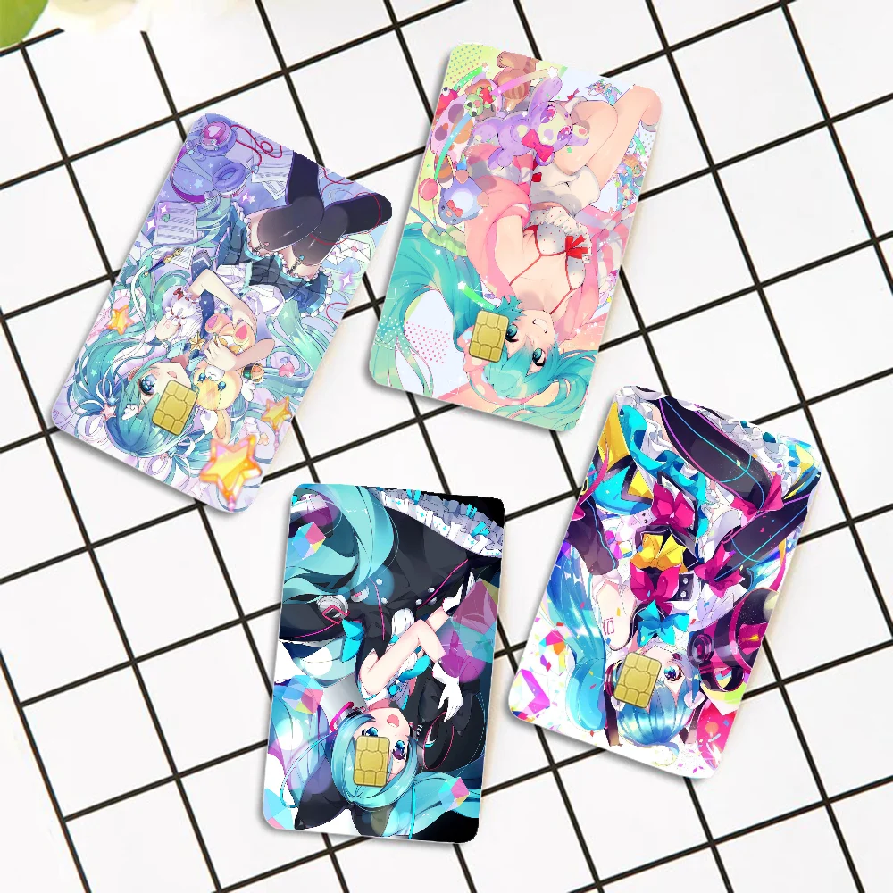 أنيمي H-Hatsunes-M-Miku الفتيات موضة لطيف الكرتون القط اللوحة أنيمي لعبة فريدة من نوعها لاصق غشائي الجلد بطاقة الائتمان لا رقاقة