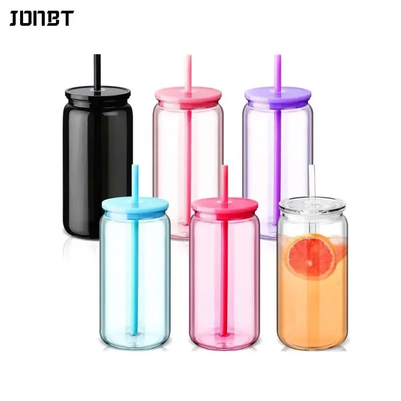 

6 шт., прозрачный пластиковый соломенный стакан с цветной крышкой, многоразовые бутылки для воды, устойчивые к разрушению чашки для банок Mason для праздничных подарков