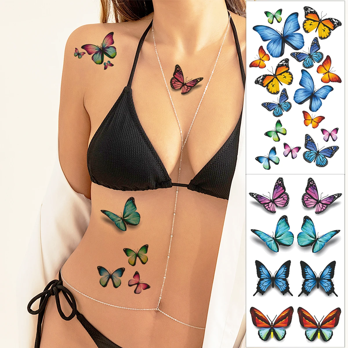 Realistic Butterfly Temporary Tattoo Stickers for Women Wate