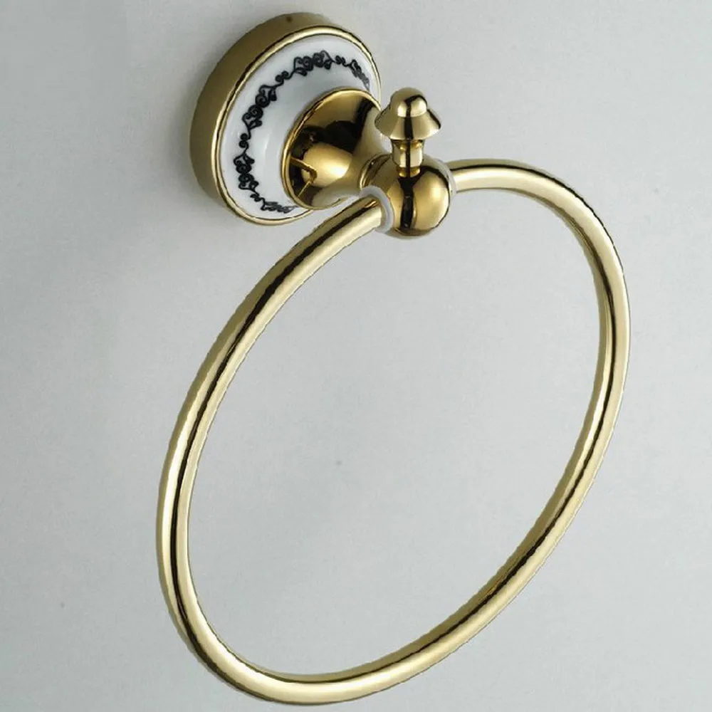 Bathroom Towel ring bathroom hardware accessories towel bar ring rack Gold Brass towel ring holder Nba252