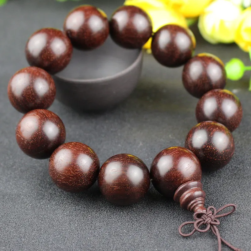 Indian Pterocarpus Santalinus Bracelet Old Materials Cow Hair Pattern Buddha Beads Men and Women Rosary Bracelet Sandalwood Rose