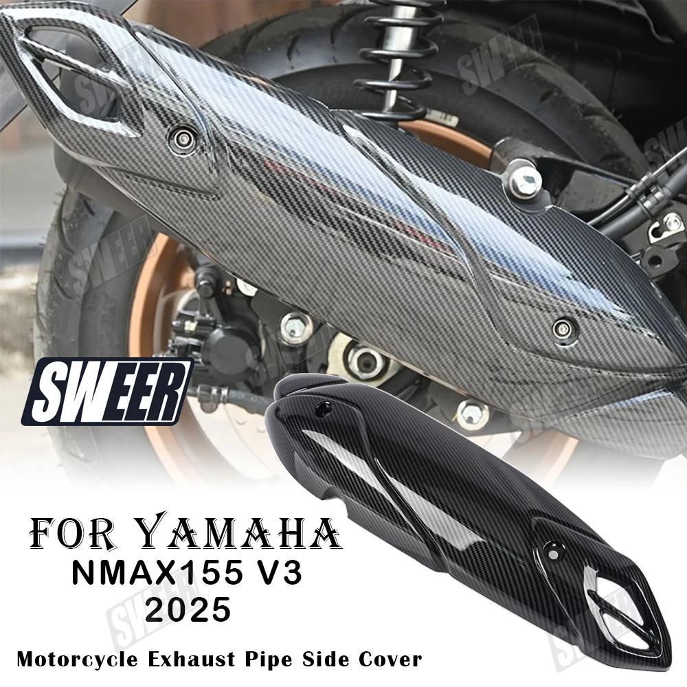 

Motorcycle Exhaust Pipe Carbon Fiber Suitable For Yamaha NMAX155 V3 2025 Heat Shield Cap Anti-Scalding Shell Guard Side Cover