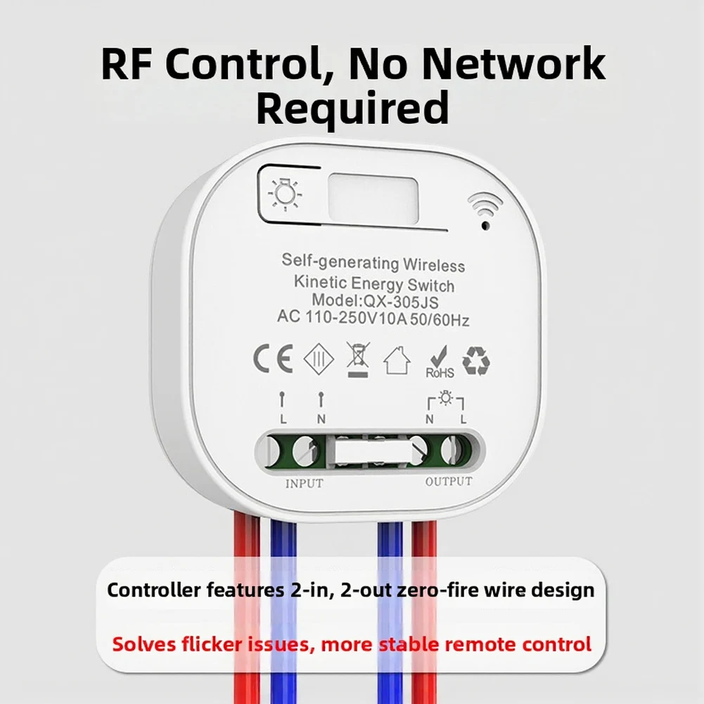 Self-Powered Wireless Remote Control Switch Battery-Free Smart Home Single-pole Switch Self-generating Wireless Energy Switch