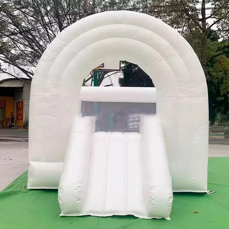 Castelo inflável comercial para crianças, arco-íris, com ventilador, branco, caminhada espacial, jumper, casa de salto para casamento, aniversário