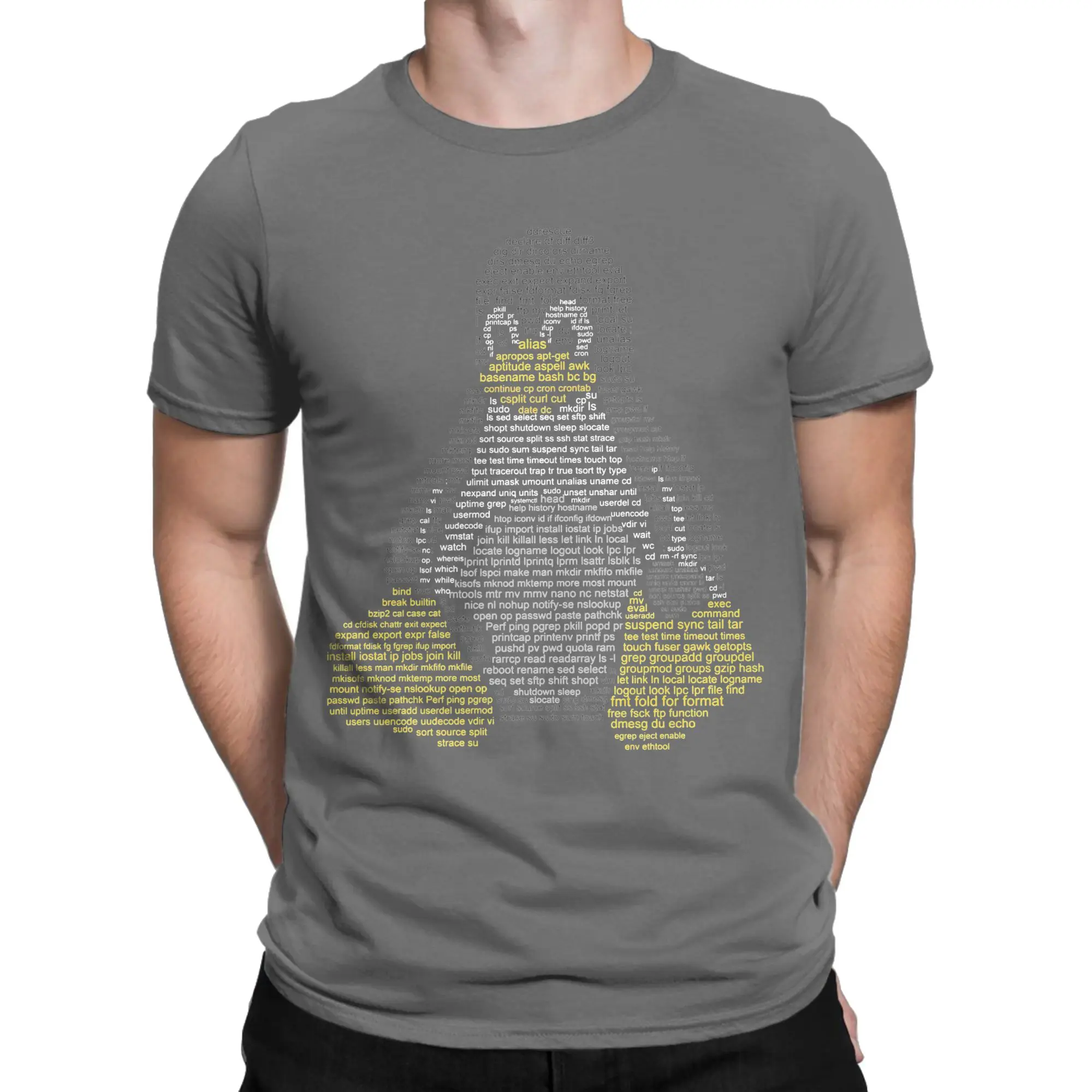 Linux Penguin Bash Commands T-Shirt for Men Tux Programmer Developer  T Shirt Geek Nerd 100% Cotton Tee Shirt Plus Size Clothing