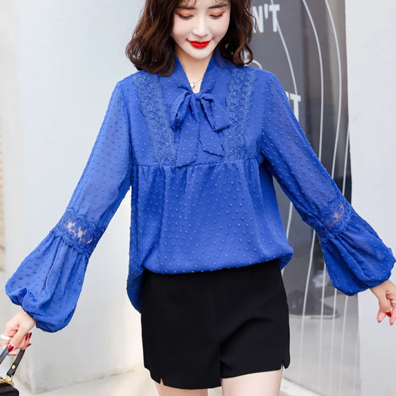 

blue shirt fashion trend women's clothing 2022 new chiffon shirt fashionable shirt ladies tops Casual Chiffon Solid