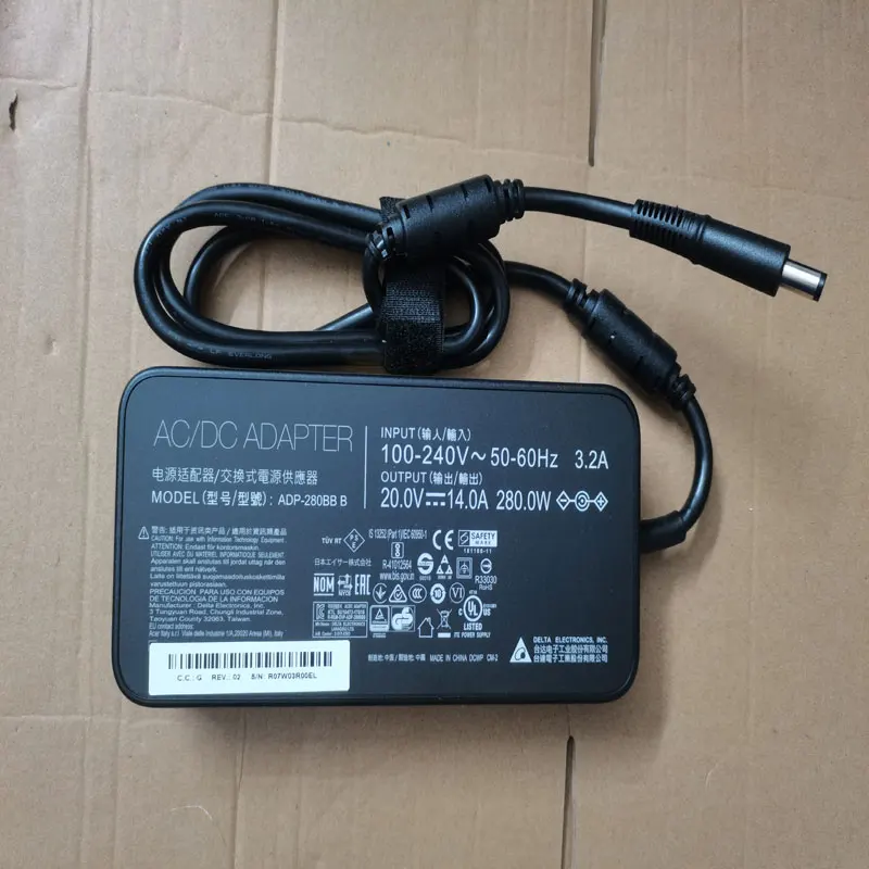 

NEW OEM Delta 20V 14A ADP-280BB B 7.4mm Pin 280W AC Adapter For MSI Raider GE75 8SF-073 Gaming Notebook Original Puryuan Charger