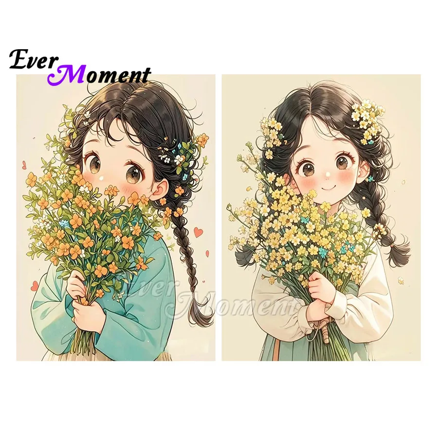 

Корейский японский стиль алмазная живопись аниме девушка с красивыми цветами настенная картина для гостиной ASF2988