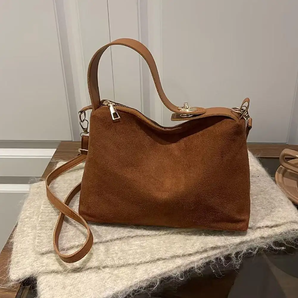 Vintage-Umhängetasche, große Kapazität, Tragetasche aus mattiertem Leder, lässige Crossbody-Pendlerhandtasche für Damen – Detail 21