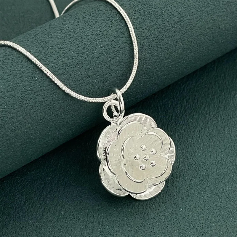 

Ожерелье из стерлингового серебра 925 пробы, 40-75 см, ожерелье с подвеской в виде розы, женское модное простое ювелирное изделие на день рождения, свадьбу, годовщину, подарок