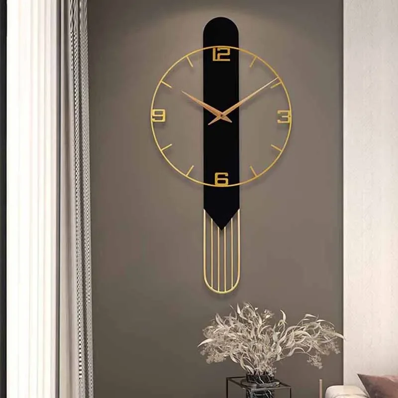 Silent Luxury Wall Clocks Nordic Design Gold Black Metal Stylish Wall Clock Large Girls Bedroom Orologio Da Parete Home Decor