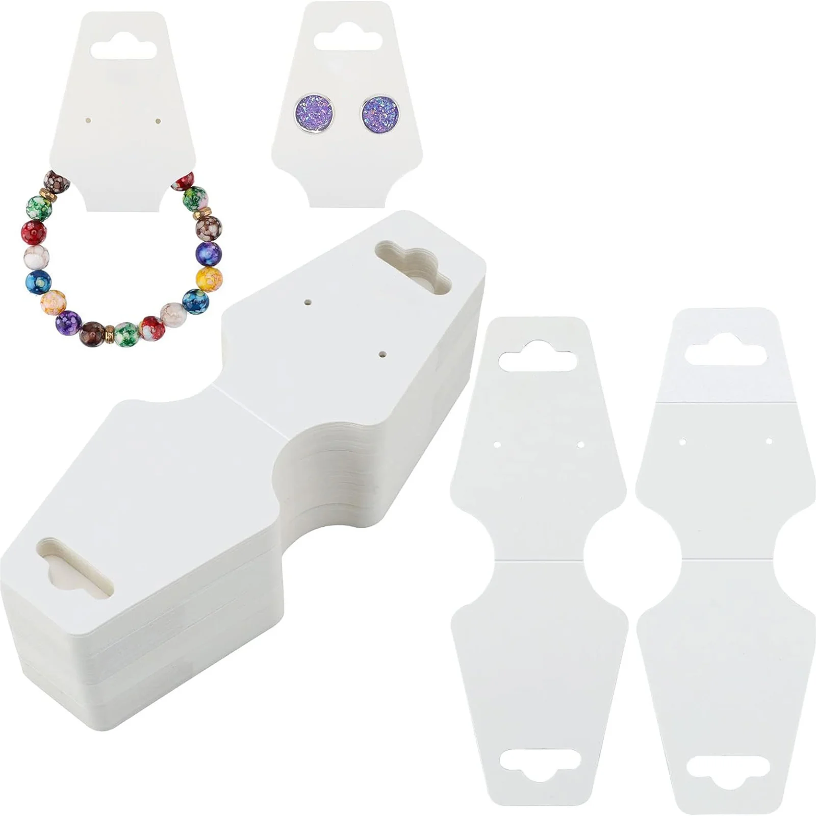 100 قطعة من بطاقة عرض المجوهرات الورقية من ورق الكرافت، مناسبة لبيع أسعار المجوهرات، عرض المجوهرات DIY، عرض السوار، القلادة