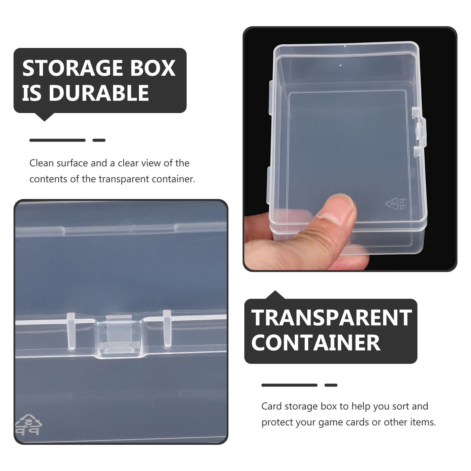 3Pcs Transparent Card Organizer Boxes Durable Poker Cards Holder Stackable Playing Card Storage Case Poker Cards Box