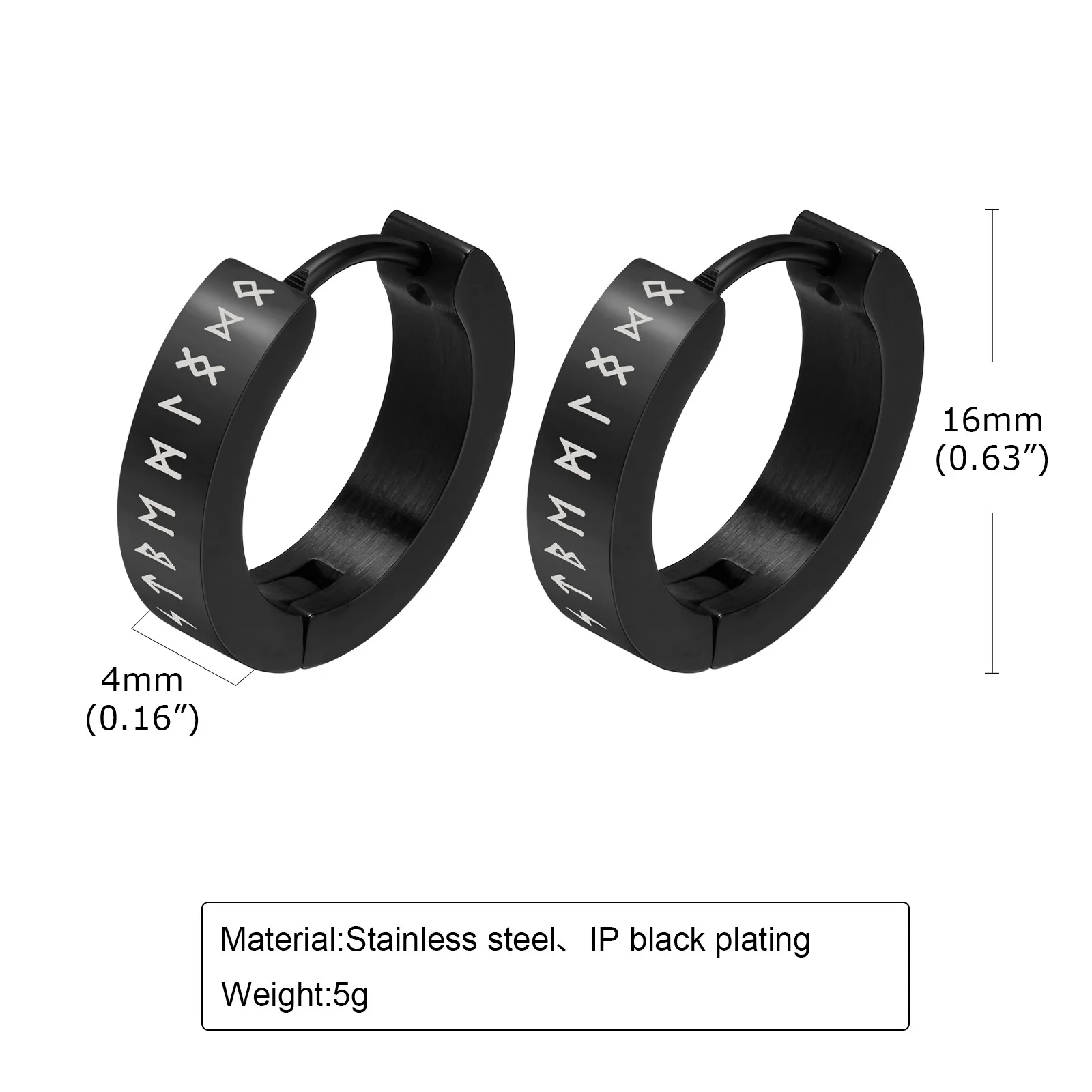 Vnox Viking Hoop Earrings for Men Women Boys, New Gothic Punk