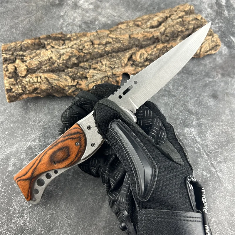 

Pocket 201A Folding Knife 420 Steel Colored Wood Handle Camping Hunting Self-defense Outdoor Tactical Hand EDC Multitool Knife