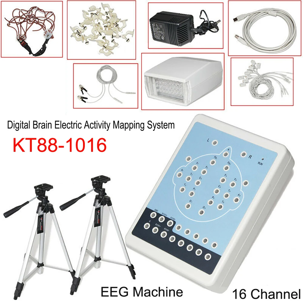 CONTEC KT88-1016 EEG 16 Channel Digital  Mapping System, Brain Electric, Free 2 Tripods