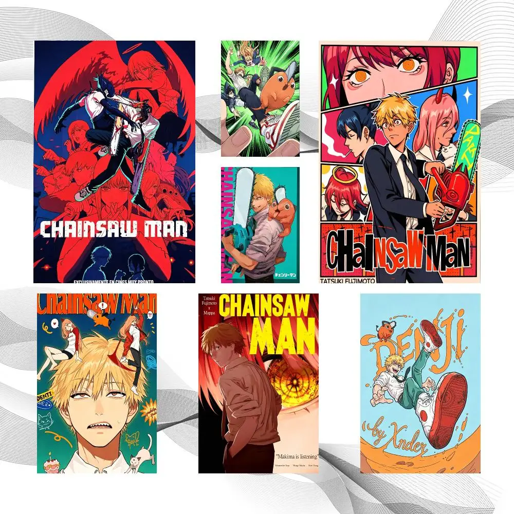 Character C-Denji Chainsaw Man Poster Peel And Stick Wall Art Self Adhesive PP Waterproof Wall Decor Living Room Bedroom Gift