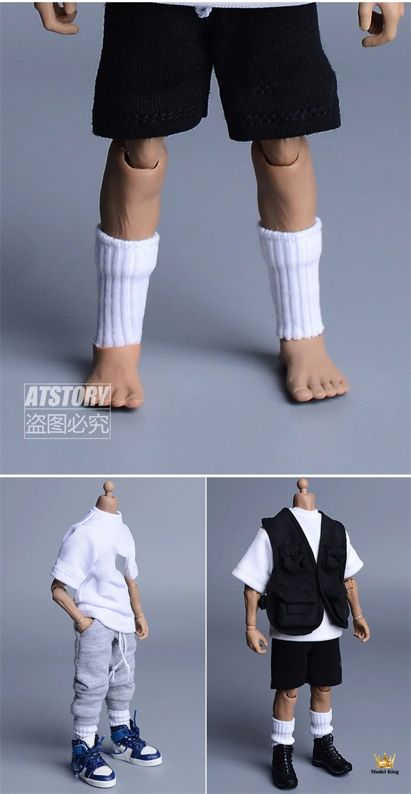 Multicolour ATStory 1/12 Scale Trendy Medium Tube Socks Male Sport Legging Accessories Fit 6'' Action Figure Body Model