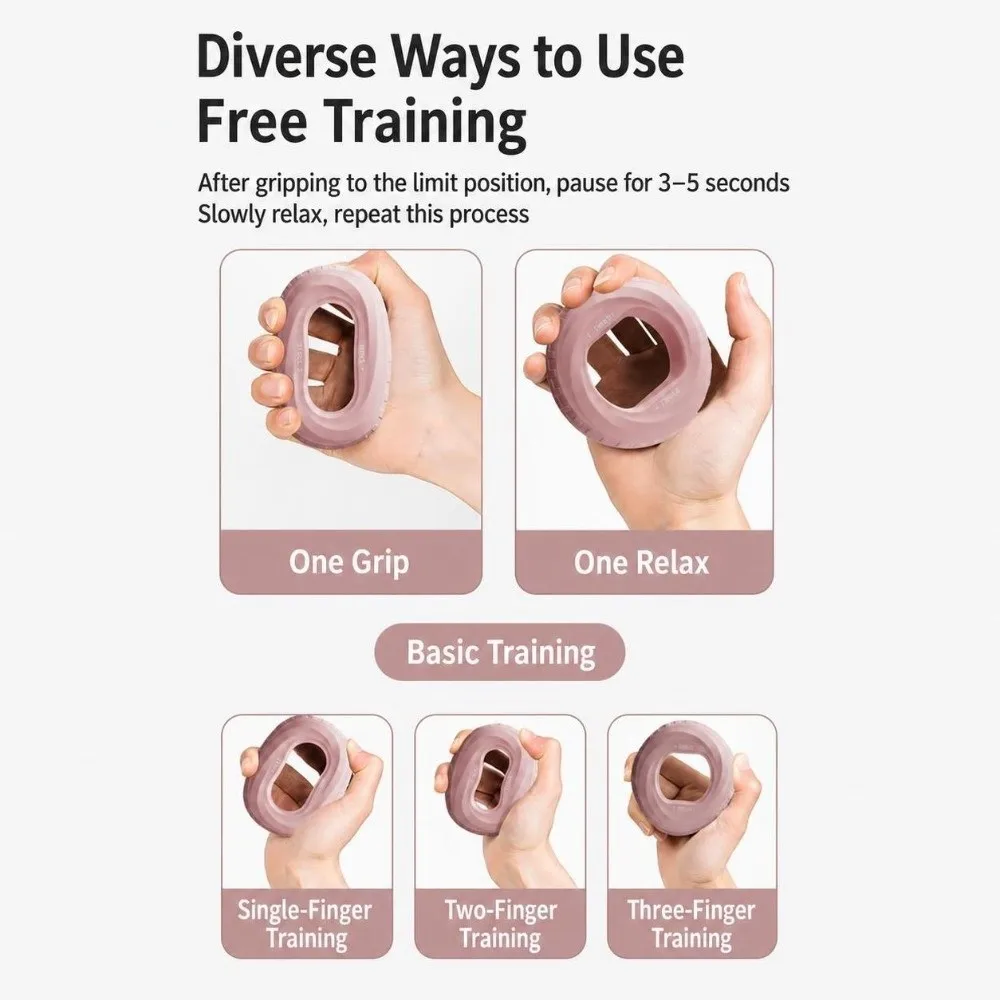 Silicone Material Grip Ring Flexible Texture Ergonomic Shape Finger Trainer Dual Resistance Hand Exerciser Hand Rehab