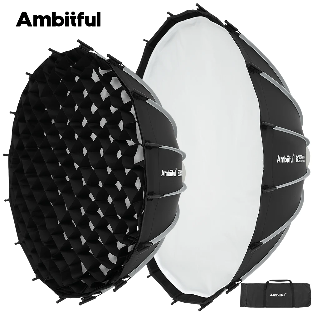 AMBITFUL BD PRO 65/85cm Quick Release Beauty Dish Softbox Bowens Mount Light Box Grid With Metal Reflector Dish