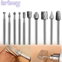 10pcs Wood Drill Bit HSS Titanium Dremel Routing Rotary Milling Rotary File Cutter Wood Carving Carved Knife Cutter Tools Drill