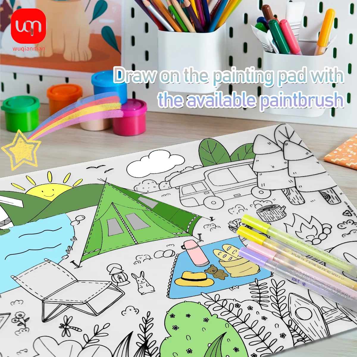 WQN-1PC シンプルでスタイリッシュな描画マット、都会生活に、日常の絵画に芸術的な落書きに、学校の文房具